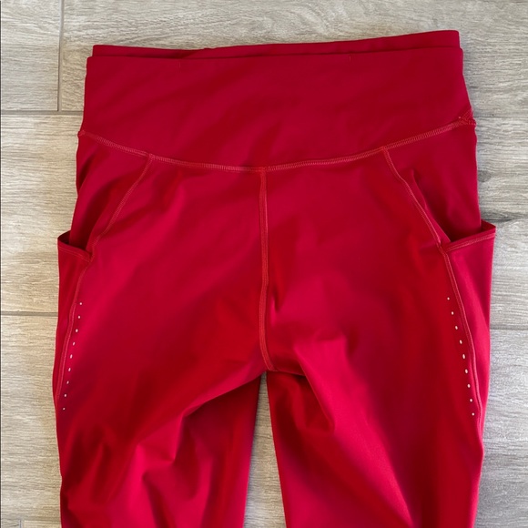 Lululemon Dark Red Fast and Free Leggings With Pockets Size 10 - Picture 13 of 15